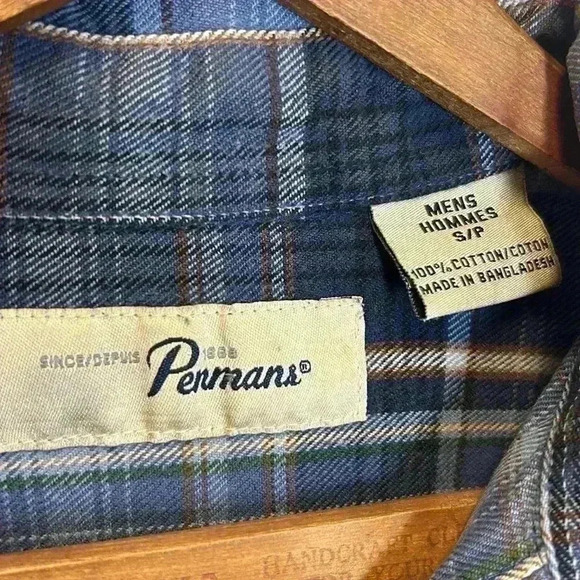 Penmans Vintage Plaid Men's Small Long Sleeve Button Down Shirt 100% Cotton Warm - Picture 5 of 6